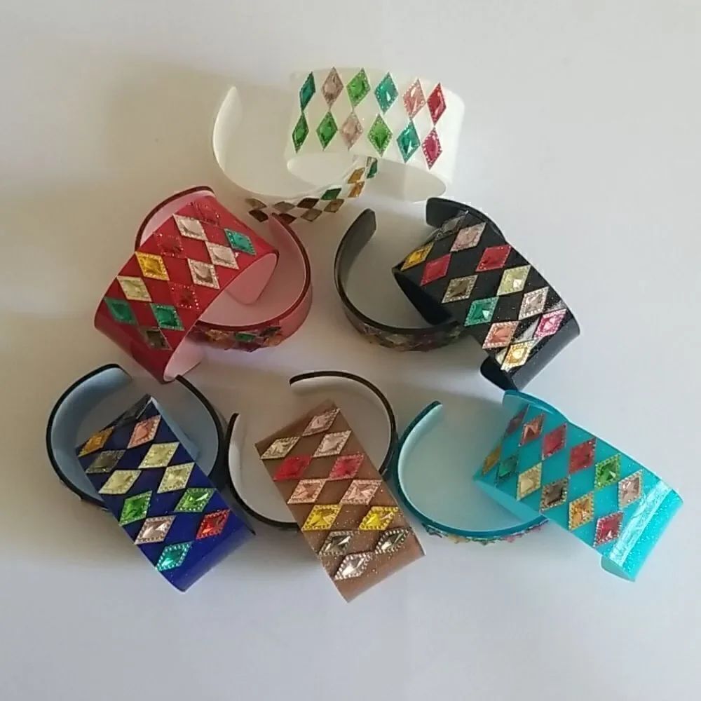 1 dozen Acrylic Cuff Bracelets with Embellishments